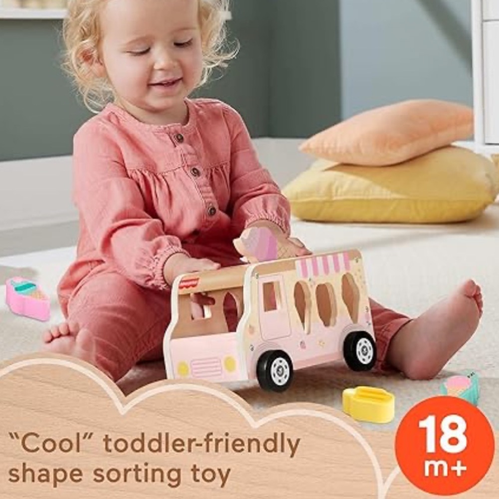 Fisher-Price Wooden Ice Cream Truck Shape Sorter - NEW - Picture 2 of 5
